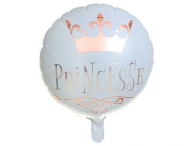 Princess White Foil Balloon with Rose Gold Print (45cm)