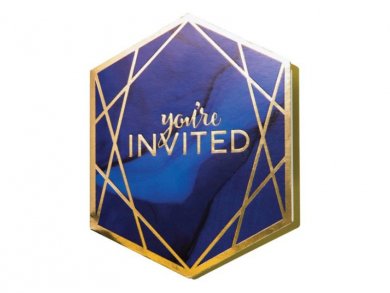 Navy Blue and Gold Birthday Party Invitations (8pcs)