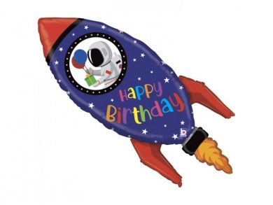 Rocket Happy Birthday Supershape Balloon (102cm)