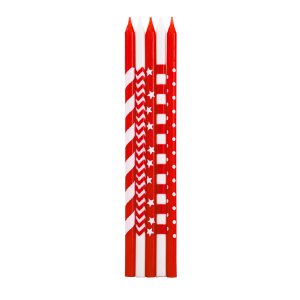 Red Extra Long Cake Candles with Patterns (10pcs)