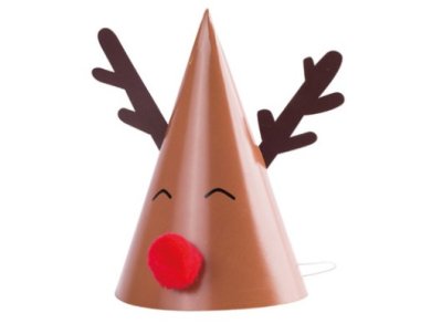 Rudolph Party Hats with Pom Poms (8pcs)