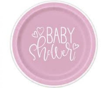 Ροζ Baby Shower Μικρά Χάρτινα Πιάτα (8τμχ)