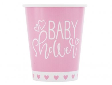 Ροζ Baby Shower Ποτήρια Χάρτινα (8τμχ)