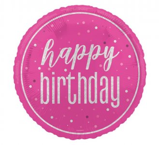 Pink Birthday Glitz Happy Birthday Foil Balloon (45cm)