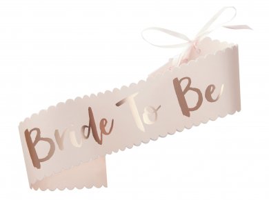 Pink Bride to Be Sash with Rose Gold Foiled Print
