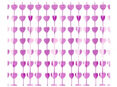 Pink Foil Curtain with Hearts (100cm x 200cm)