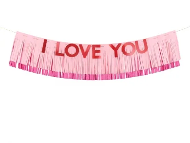 Pink Tassel Garland with Red I Love You Letters (150cm)