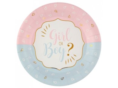 Ροζ και Γαλάζιο Girl or Boy Μεγάλα Χάρτινα Πιάτα (10τμχ)