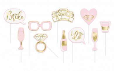 Pink and Gold Bachelorette Party Photo Booth Props (10pcs)