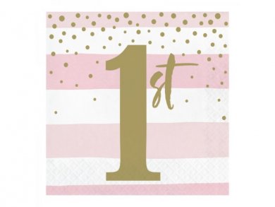 Pink and Gold 1st Birthday Luncheon Napkins (16pcs)