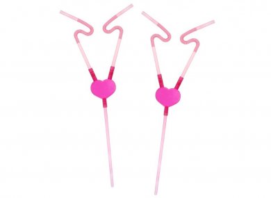 Pink Heart Share the Straw (2pcs)