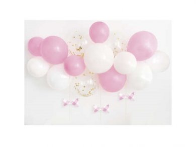 Pink Gingham Latex Balloon Garland - Arch (1,2m)