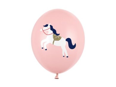 Pink Latex Balloons with the Little Horse (6pcs)