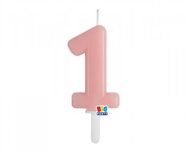 Baby Pink Number 1 Cake Candle (7cm)