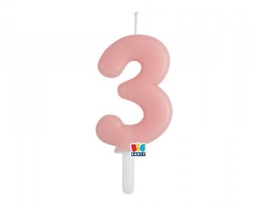 Baby Pink Number 3 Cake Candle (7cm)