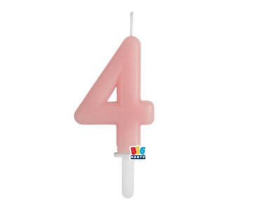 Baby Pink Number 4 Cake Candle (7cm)