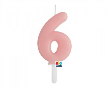 Baby Pink Number 6 Cake Candle (7cm)