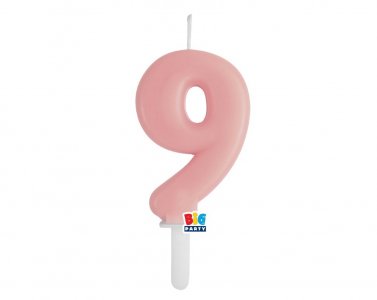 Baby Pink Number 9 Cake Candle (7cm)
