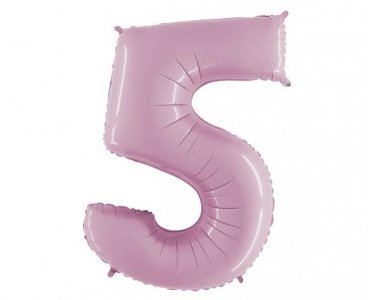 Ροζ Παστέλ Αριθμός-Νούμερο 5 Super Shape Μπαλόνι (100εκ)
