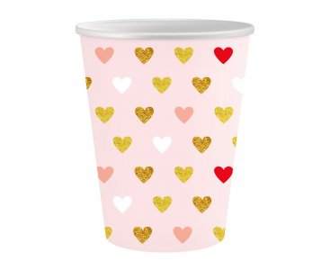 Pink Paper Cups with Hearts (6pcs)