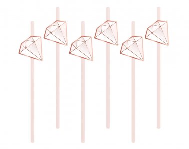 Wedding Ring Pink Paper Straws (6pcs)