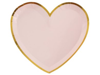 Pink Heart Shaped Paper Plates with Gold Foiled Edging (10pcs)