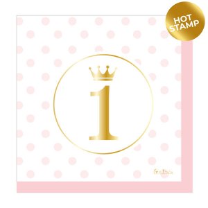 Old Pink Napkins with Number 1 and a Crown (16pcs)