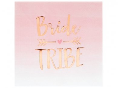 Ροζ Χαρτοπετσέτες με Χρυσοτυπία Bride Tribe (16τμχ)