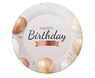 Ροζ Χρυσό Happy Birthday to You Μικρά Χάρτινα Πιάτα (6τμχ)