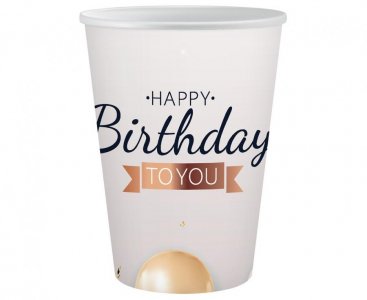 Ροζ Χρυσό Happy Birthday to You Ποτήρια Χάρτινα (6τμχ)