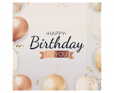 Ροζ Χρυσό Happy Birthday to You Χαρτοπετσέτες (20τμχ)