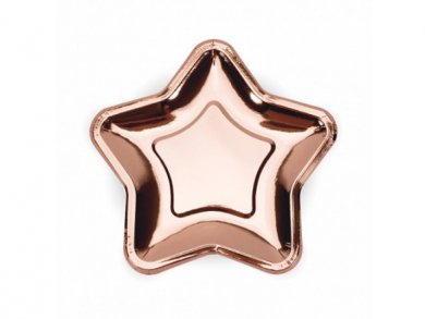Rose Gold Star Shaped Small Paper Plates 6/pcs
