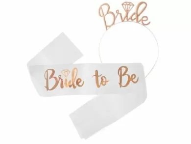 Rose Gold Bride to Be Kit with Headband and Sash (2pcs)