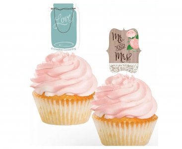 Rustic Wedding Cupcake Toppers (12pcs)