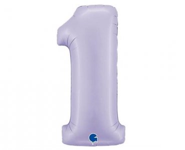 Satin Λιλά Αριθμός-Νούμερο 1 Super Shape Μπαλόνι (100εκ)