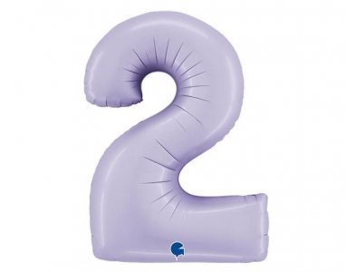 Satin Λιλά Αριθμός-Νούμερο 2 Super Shape Μπαλόνι (100εκ)