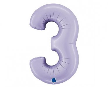 Satin Λιλά Αριθμός-Νούμερο 3 Super Shape Μπαλόνι (100εκ)