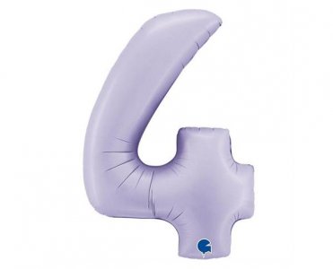 Satin Λιλά Αριθμός-Νούμερο 4 Super Shape Μπαλόνι (100εκ)