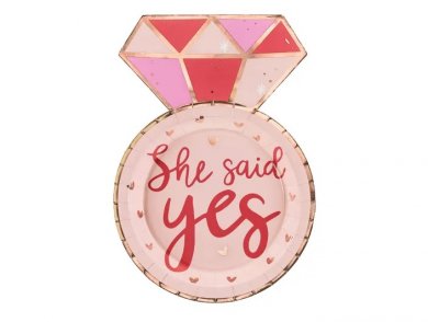 She Said Yes Wedding Ring Paper Plates (6pcs)
