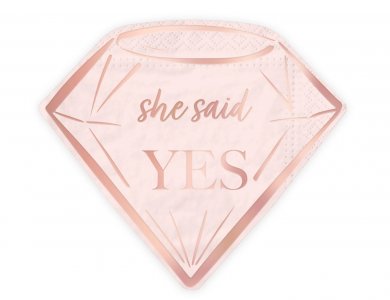 She Said Yes Pink Diamond Shaped Napkins (12pcs)