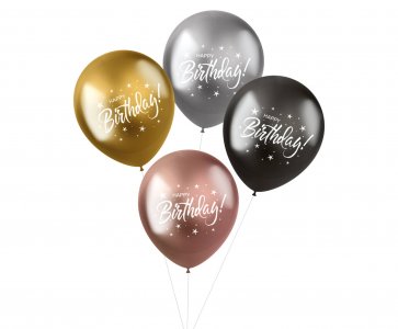 Shimmer Happy Birthday Latex Balloons (4pcs)