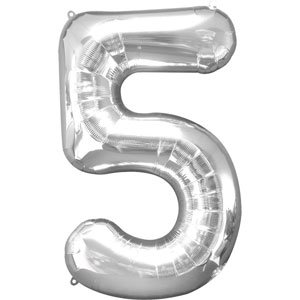 Supershape Balloon Number 5 Silver (100cm)