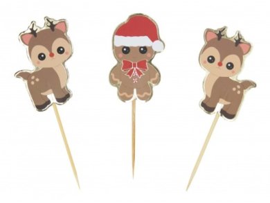 Gingerbread and Reindeers Decorative Picks (10pcs)