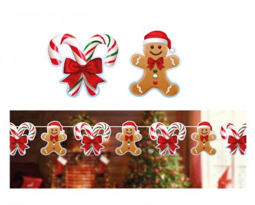 Gingerbread and Christmas Candy Canes Garland (300cm)