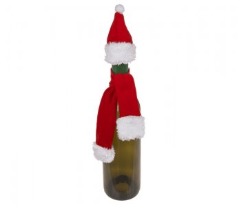 Santa's Hat and Scarf Bottle Cover