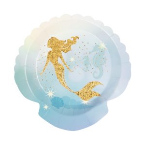 Gold Mermaid Small Shaped Paper Plates (6pcs)
