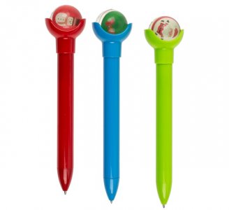 Set of Pen with Christmas Design Bouncing Balls (3pcs)