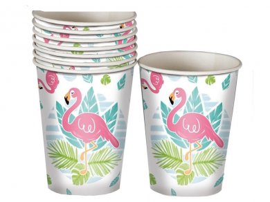 Summer Flamingo Paper Cups (8pcs)