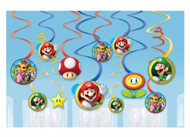 Super Mario Bros Swirl Decorations (12pcs)