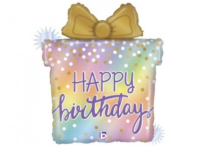 Supershape Δώρο για Γενέθλια σε Παστέλ Χρώματα Μπαλόνι Ολογραφικό Γκλιτεράτο Τύπωμα (69εκ)